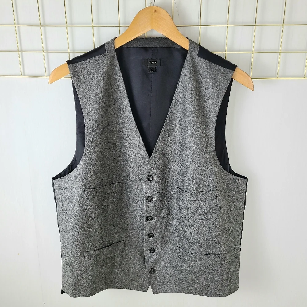 J. Crew Vitale Barberis Canonico Gray Wool Vest